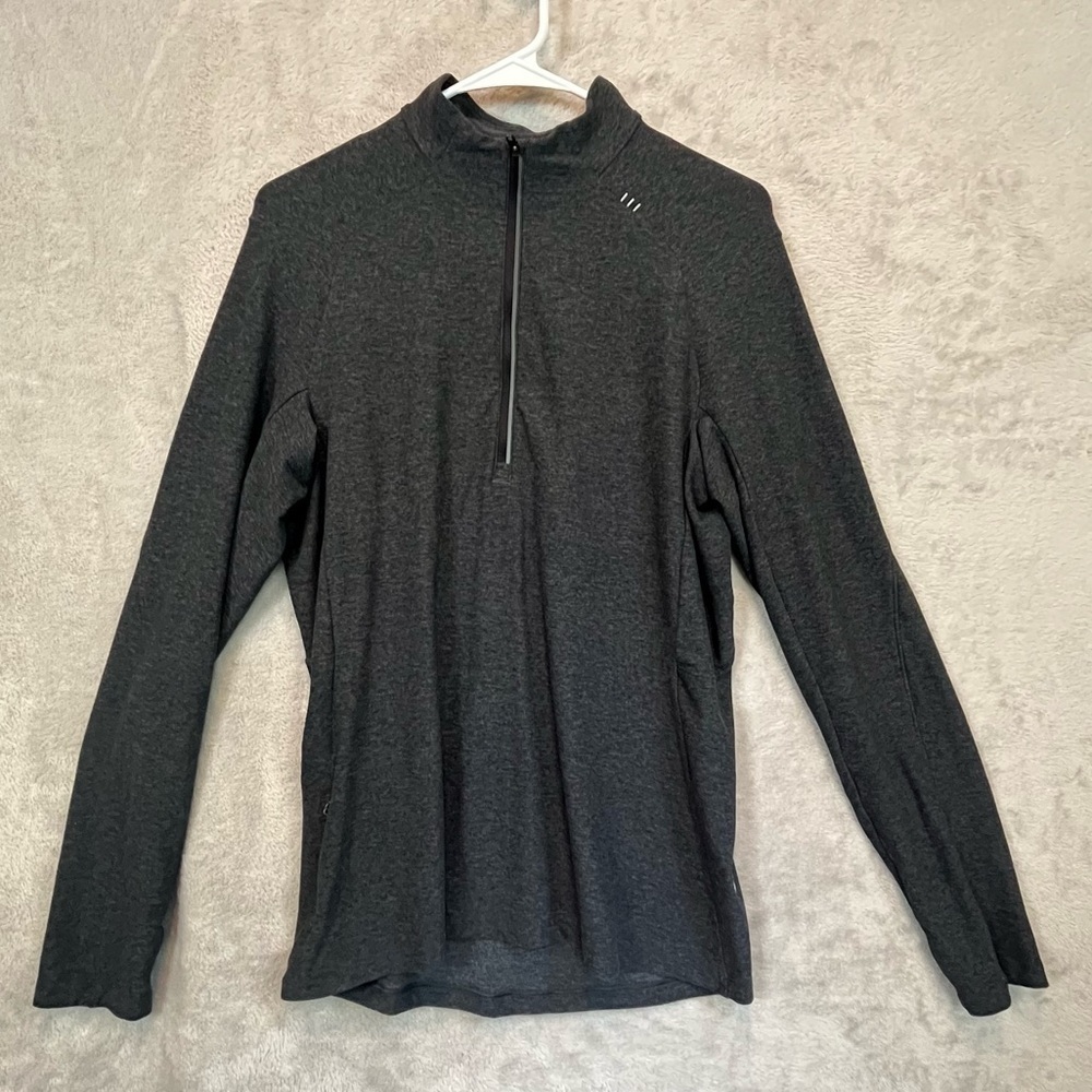 Lululemon Surge warm half-zip in heathered graphite grey / black Sz S